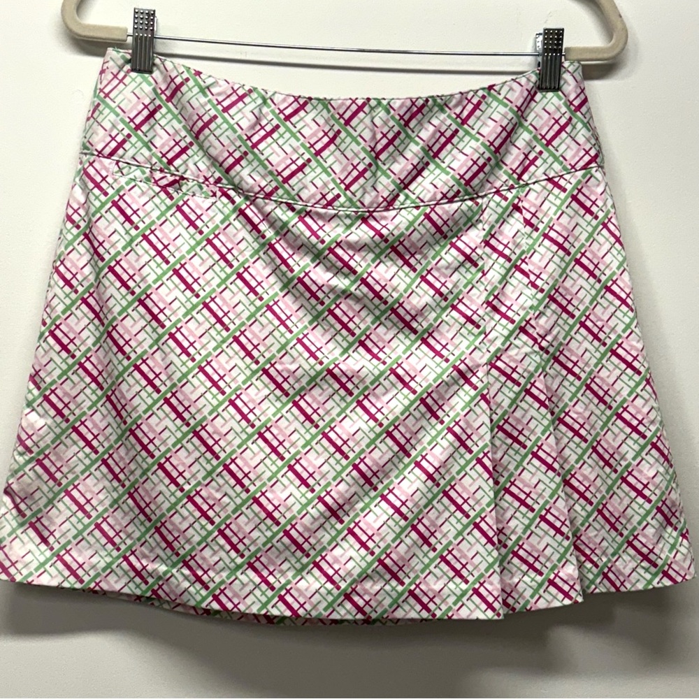 Lady Hagen Stylish Pink and Green Plaid Skort Women's 8